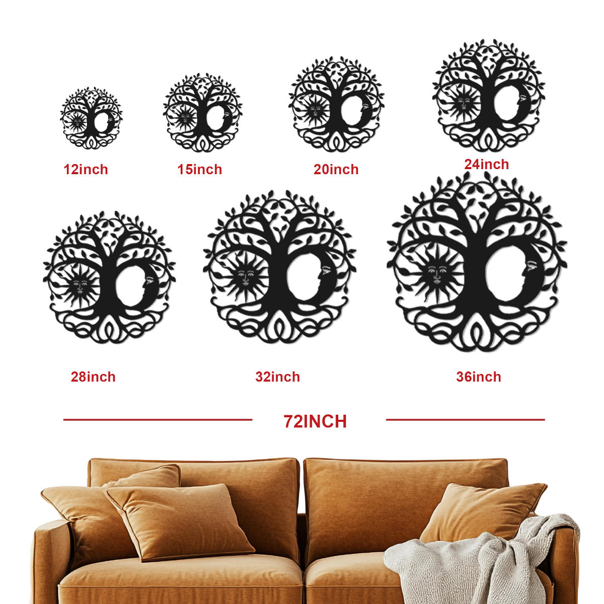 sun moon tree metal sign tree of life circular steel wall decor sun and moon metal wall art laser cut outdoor metal tree sign