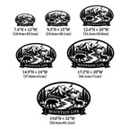 Wildlife mountain custom metal sign with bear deer river forest and personalized text banner for rustic cabin or lodge wall decor