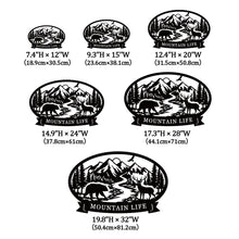 Wildlife mountain custom metal sign with bear deer river forest and personalized text banner for rustic cabin or lodge wall decor