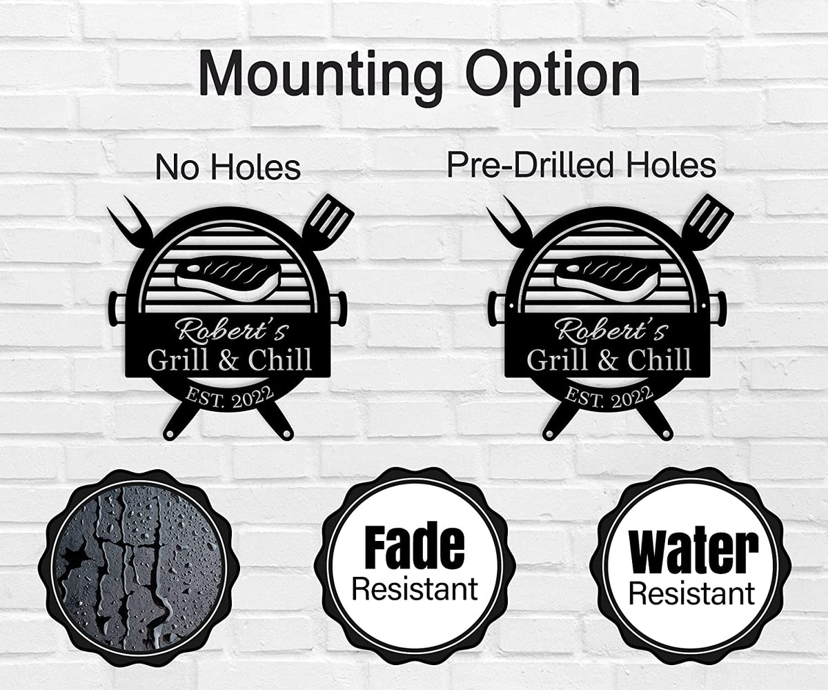 Personalized Metal BBQ Grill Master Wall Sign