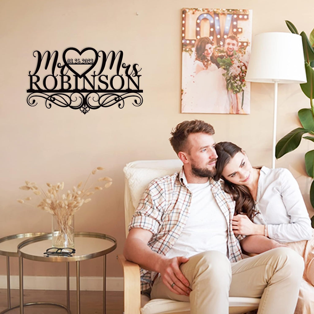 Custom Wedding Sign - Personalized Mr & Mrs Metal Decor – ENFODREAM